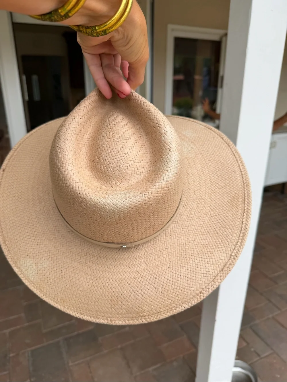 Neutral Straw Fedora Hat with Trim - Women Accessories